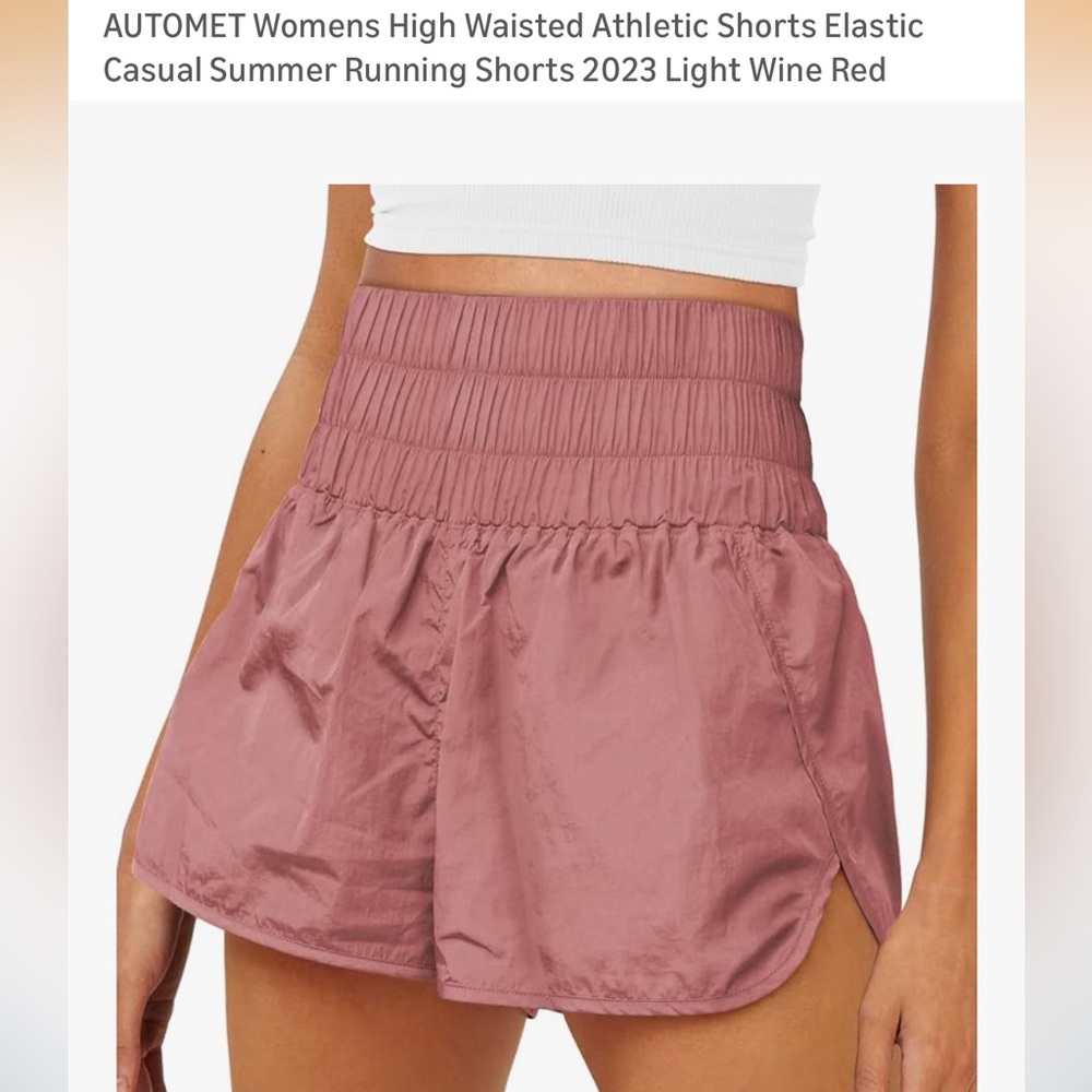High-Waisted Athletic Shorts in Light Wine Red